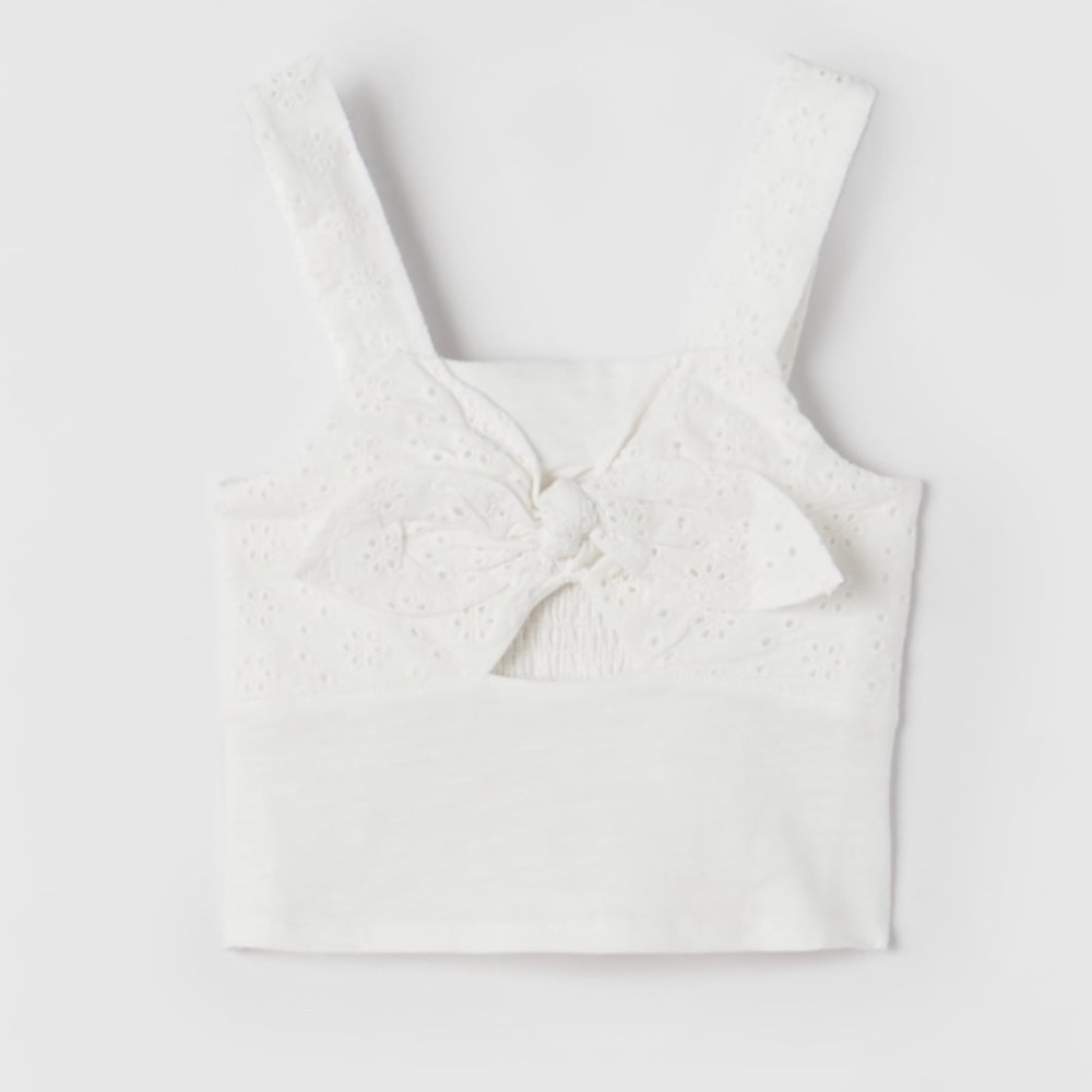 SOLD— ZARA Girls White Knotted Top